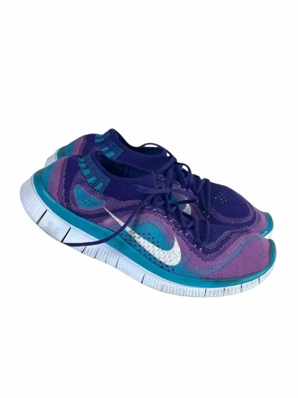 Nike Free Women’s Sneakers Running Teal Purple Pink Stretch Fabric Size 7.5